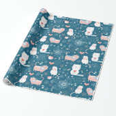 ねこ・鳥・ハート包装紙 ラッピングペーパー (アンロールド)