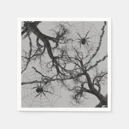 ねじれたつる植物とスパイダーハロウィーン スタンダードカクテルナプキン