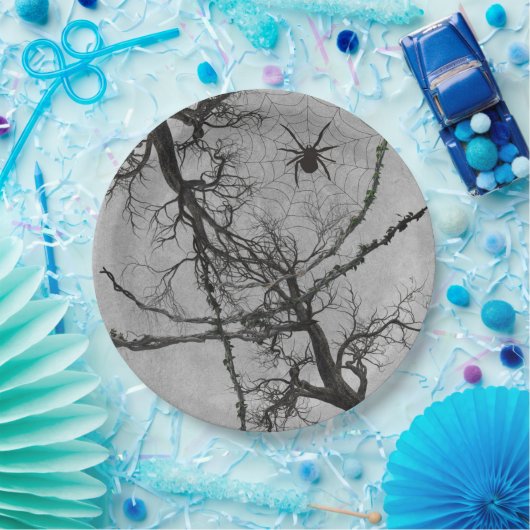 ねじれたつる植物とスパイダーハロウィーン ペーパープレート (パーティー)