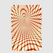 ねじれたオレンジ色のラインが沈んだ円を形成 ゴルフタオル (正面)