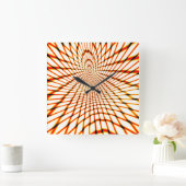 ねじれたオレンジ色のラインが沈んだ円を形成 スクエア壁時計 (ホーム)