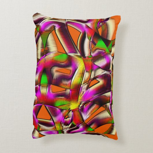 ねじれたカラフル切り出しピンク、ノッチ付きスクラッチ アクセントクッション (裏面(縦))