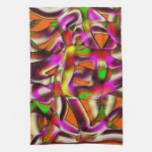 ねじれたカラフル切り出しピンク、ノッチ付きスクラッチ キッチンタオル (縦)