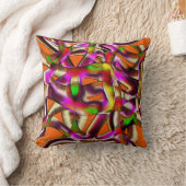 ねじれたカラフル切り出しピンク、ノッチ付きスクラッチ クッション (ブランケット)