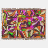 ねじれたカラフル切り出しピンク、ノッチ付きスクラッチ スローブランケット (正面)