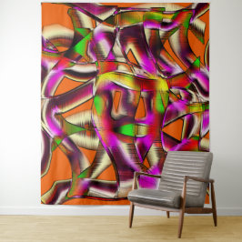 ねじれたカラフル切り出しピンク、ノッチ付きスクラッチ タペストリー