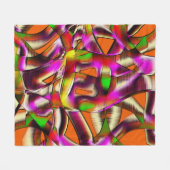 ねじれたカラフル切り出しピンク、ノッチ付きスクラッチ フリースブランケット (正面(横))