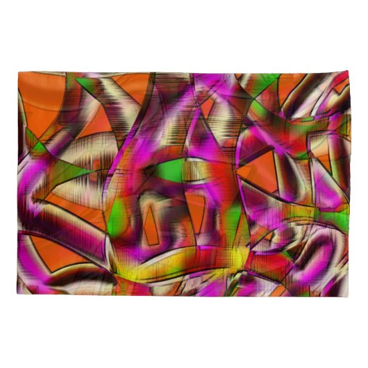 ねじれたカラフル切り出しピンク、ノッチ付きスクラッチ 枕カバー (裏面-左)