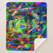 ねじれたステンドスクウェア、緑のカラフルブラシ シェルパブランケット (正面)