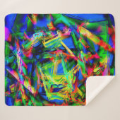 ねじれたステンドスクウェア、緑のカラフルブラシ シェルパブランケット (正面(横))