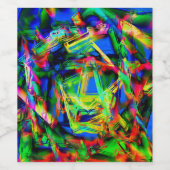 ねじれたステンドスクウェア、緑のカラフルブラシ ワインラベル (シングルラベル)