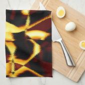 ねじれたストリークが燃えた黄色はビロードに見える キッチンタオル (四つ折り)