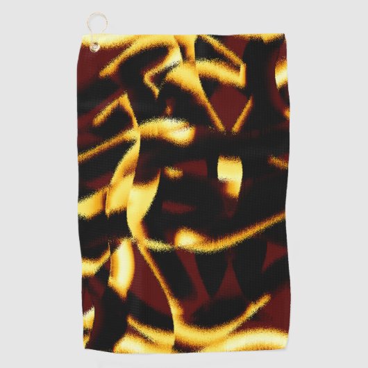 ねじれたストリークが燃えた黄色はビロードに見える ゴルフタオル (正面)