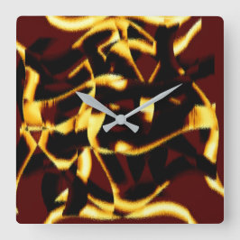 ねじれたストリークが燃えた黄色はビロードに見える スクエア壁時計