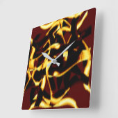 ねじれたストリークが燃えた黄色はビロードに見える スクエア壁時計 (傾斜)