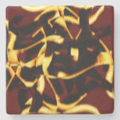 ねじれたストリークが燃えた黄色はビロードに見える ストーンコースター (正面)