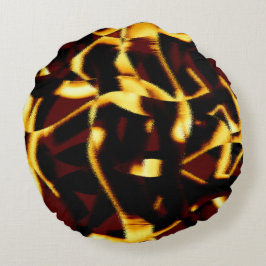 ねじれたストリークが燃えた黄色はビロードに見える ラウンドクッション
