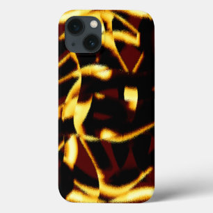 ねじれたストリークが燃えた黄色はビロードに見える iPhone 13ケース
