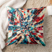 ねじれたタイルと砂質効果に派手な赤い青 クッション (ブランケット)