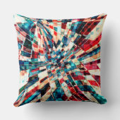 ねじれたタイルと砂質効果に派手な赤い青 クッション (裏面)