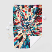 ねじれたタイルと砂質効果に派手な赤い青 ゴルフタオル (インサイチュ)