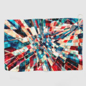 ねじれたタイルと砂質効果に派手な赤い青 ゴルフタオル (横)