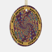 ねじれた万華鏡のように千変万化するパターンの色 – カスタマイズ可能な文字 セラミックオーナメント (右)