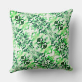ねじれた形状、白と緑の色調のミラー クッション (裏面)