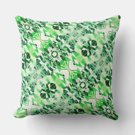 ねじれた形状、白と緑の色調のミラー クッション
