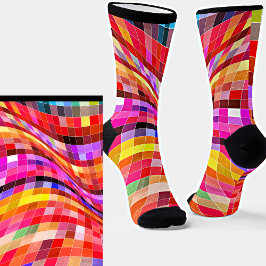 ねじれた抽象芸術チェッカラフルク（明） ソックス