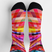 ねじれた抽象芸術チェッカラフルク（明） ソックス (上部)