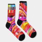 ねじれた抽象芸術チェッカラフルク（明） ソックス (右)