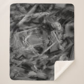 ねじれた正方形、グレーと黒の「ブラシストローク」 シェルパブランケット (正面)
