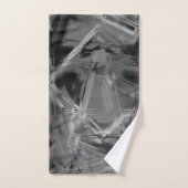 ねじれた正方形、グレーと黒の「ブラシストローク」 バスタオルセット (ハンドタオル)