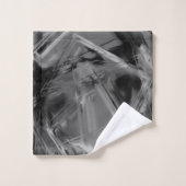 ねじれた正方形、グレーと黒の「ブラシストローク」 バスタオルセット (ウォッシュタオル)