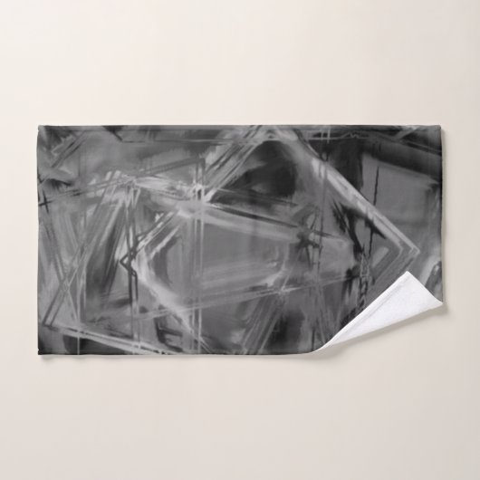 ねじれた正方形、グレーと黒の「ブラシストローク」 バスタオルセット (ハンドタオル)