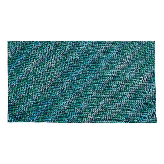 ねじれた波状のザックメッシュ、シアニッシュグリーン 枕カバー (裏面-左)