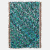 ねじれた波状のザックメッシュ、緑がかったシアン スローブランケット (正面縦)