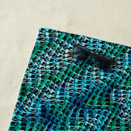 ねじれた波状のザックメッシュ、緑がかったシアン ビーチタオル