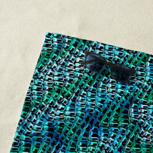 ねじれた波状のザックメッシュ、緑がかったシアン ビーチタオル (インサイチュ)