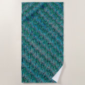 ねじれた波状のザックメッシュ、緑がかったシアン ビーチタオル (正面)