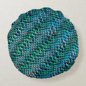 ねじれた波状のザックメッシュ、緑がかったシアン ラウンドクッション (裏面)