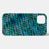 ねじれた波状のザックメッシュ、緑がかったシアン Case-Mate iPhoneケース (裏面 (横))