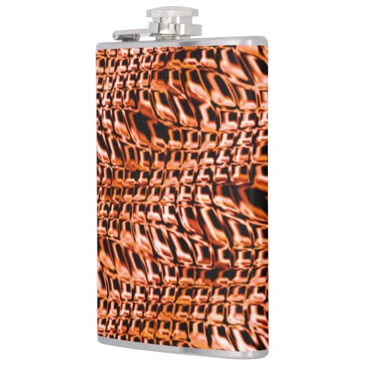 ねじれた波状の珊瑚礁の網目、オレンジ色と赤 フラスク (左)