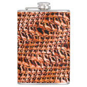 ねじれた波状の珊瑚礁の網目、オレンジ色と赤 フラスク (正面)