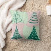 ねじれた緑のピンクの木のクリスマス クッション (ブランケット)