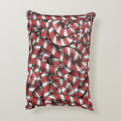 ねじれた赤ストライプの抽象芸術キャンディカン アクセントクッション (裏面(縦))