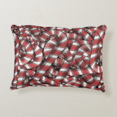 ねじれた赤ストライプの抽象芸術キャンディカン アクセントクッション (裏面)