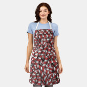 ねじれた赤ストライプの抽象芸術キャンディカン エプロン (着用した状態)