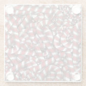 ねじれた赤ストライプの抽象芸術キャンディカン ガラスコースター (裏面)